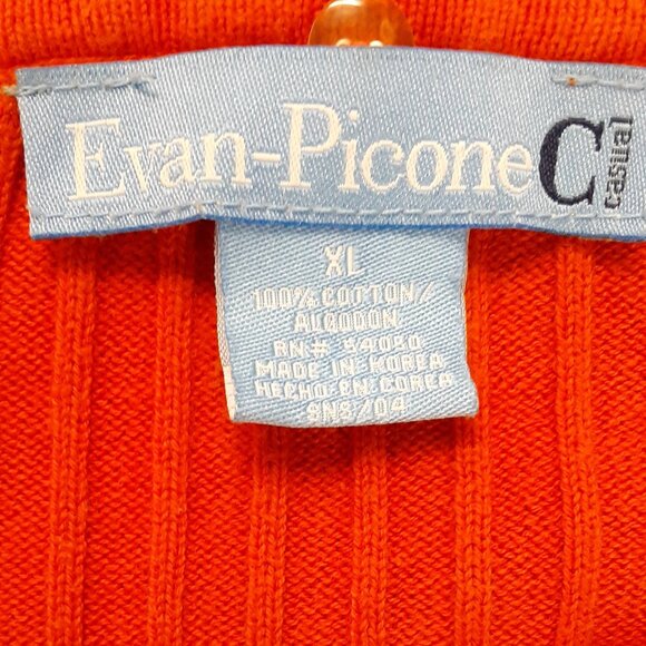Evan-Picone Woman's Sweater Size XL. Orange in color. Long Sleeve V-Neck, Cotton - Picture 3 of 7